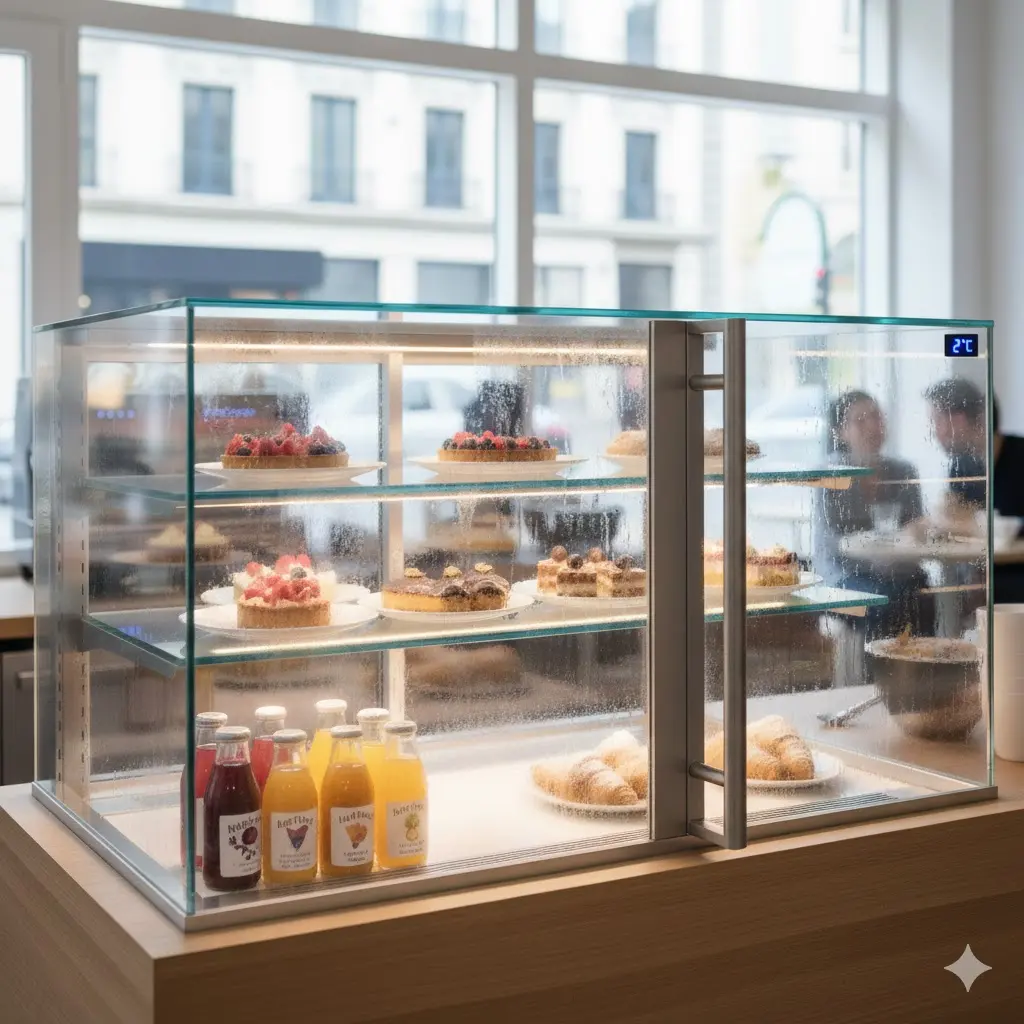 정밀 온도 제어로 마카롱의 꼬끄 식감을 지켜주는 전문가용 디저트 투명 쇼케이스 냉장고