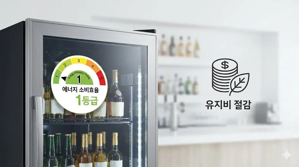 에너지 소비 효율 1등급으로 유지비 절감 효과가 뛰어난 주류 쇼케이스 이미지