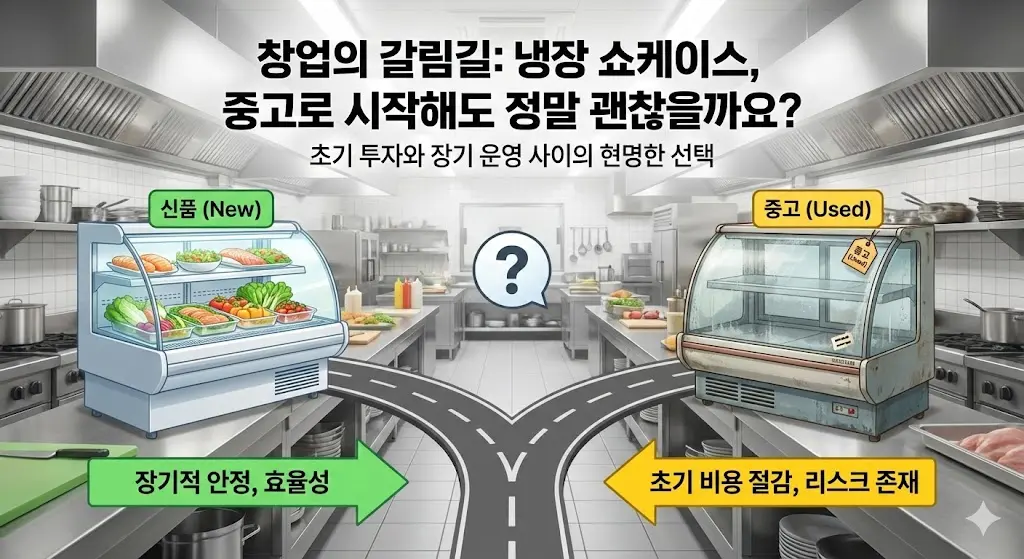 신품 쇼케이스와 중고 쇼케이스 선택 고민 이미지