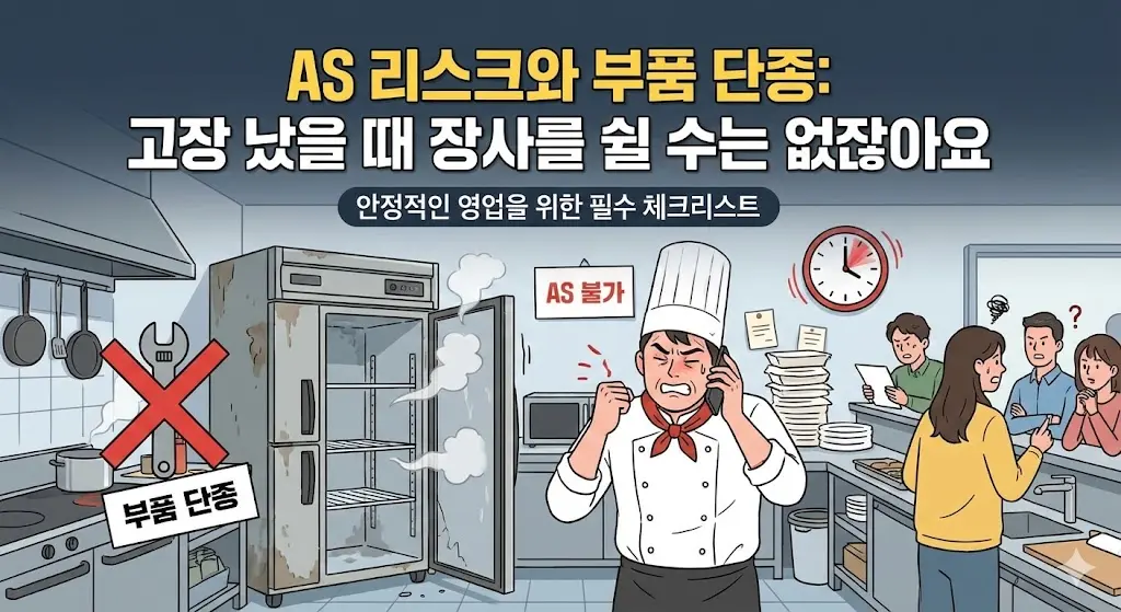 고장 난 냉장고와 부품 단종으로 인한 수리 불가 상황