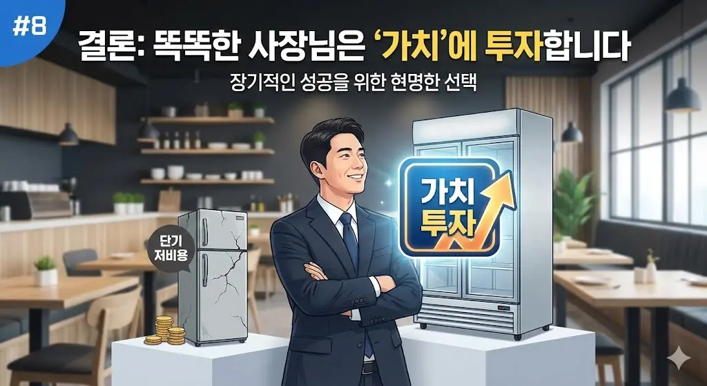 가치 있는 투자를 결정한 사장님의 모습과 성공 이미지