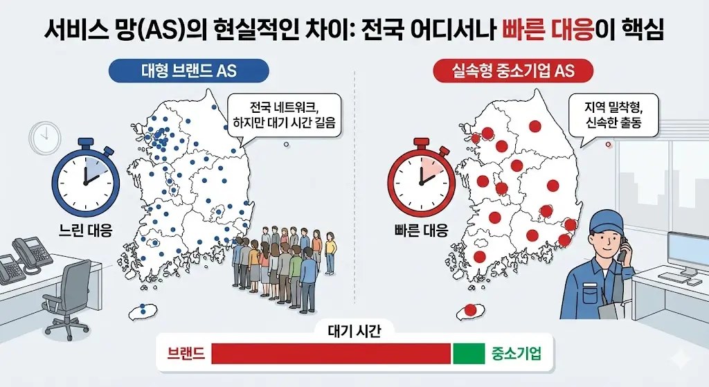 전국 어디서나 신속한 방문 수리가 가능한 전문적인 냉장고 사후 서비스(AS) 대응망 이미지