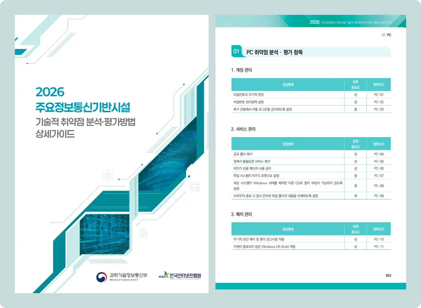 과학기술정보통신부, KISA 한국 인터넷 진흥원 - 2026 주요정보통신기반시설 기술적 취약점 분석·평가 방법