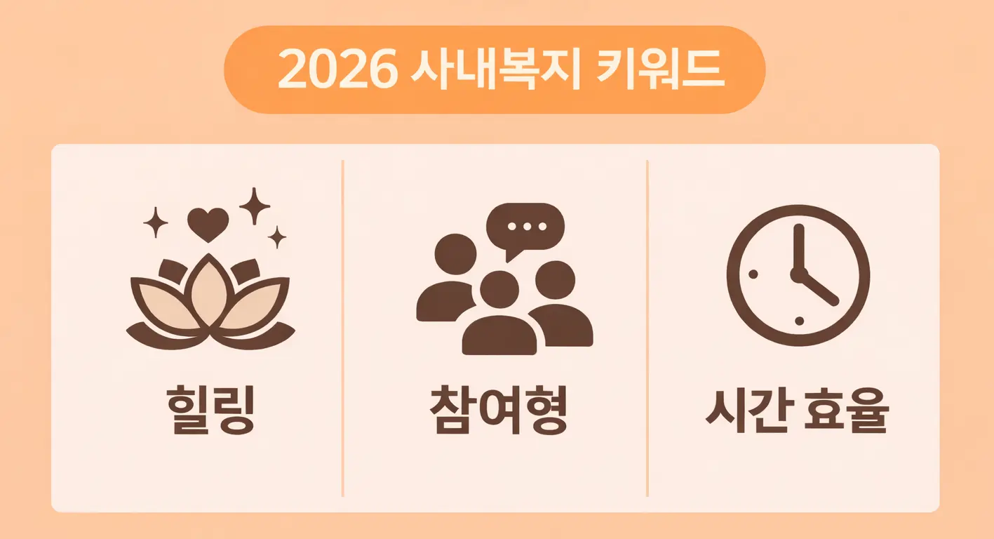 2026년 사내복지 트렌드 키워드 : 힐링, 참여, 시간 효율