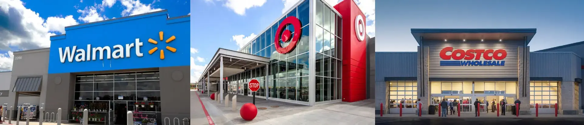 미국의 주요 대형마트인 월마트(Walmart), 타겟(Target), 코스트코(Costso)