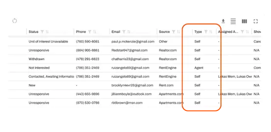 The Intelligence tab has a new column showing whether a prospect is agent-led or self-guided. 