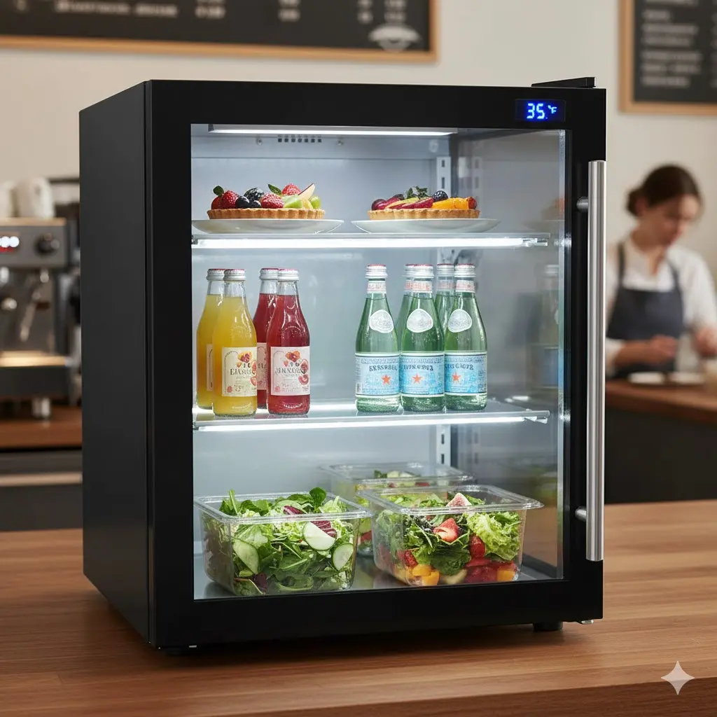 샐러드와 샌드위치의 신선함을 장시간 유지하는 하이엔드 스펙 미니 냉장 쇼케이스