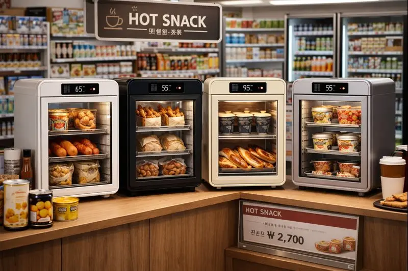 좁은 매장에서도 매출을 올리는 필살기, 공간 효율을 극대화한 미니 보온 쇼케이스 (소형 온장고)