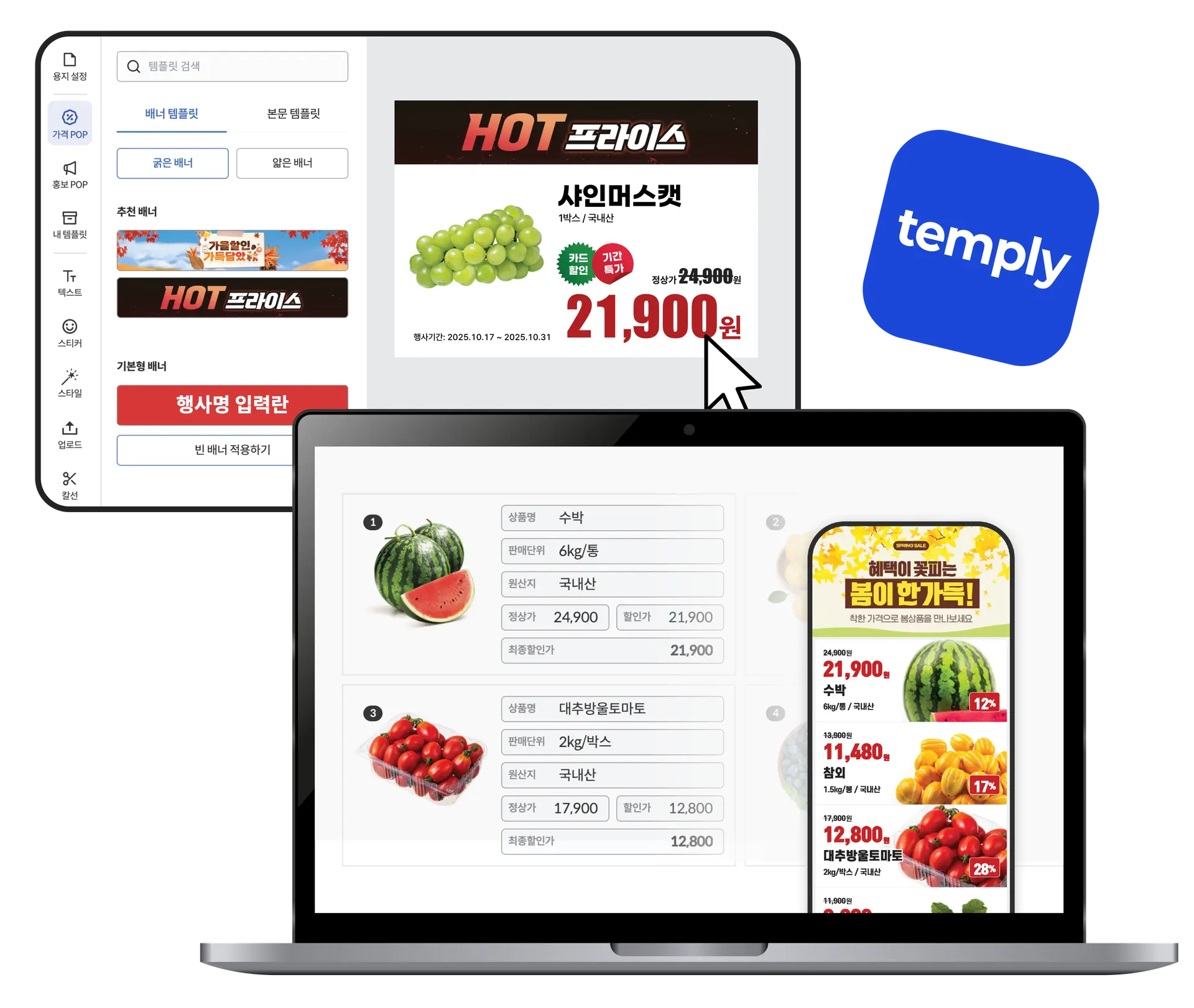 템플리 전단 제작 예시 이미지