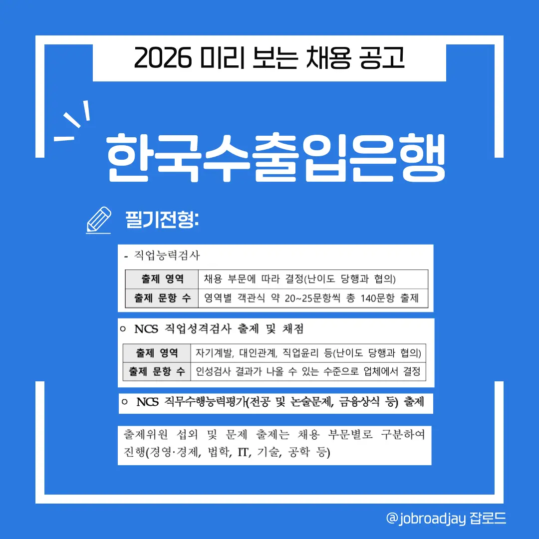  2026 한국수출입은행 필기시험