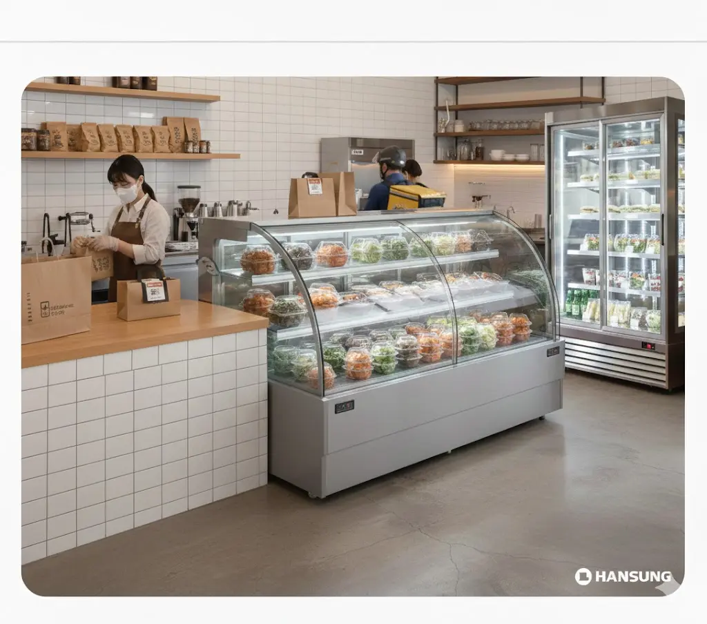 반찬 쇼케이스로 객단가를 올리는 매장 진열 예시