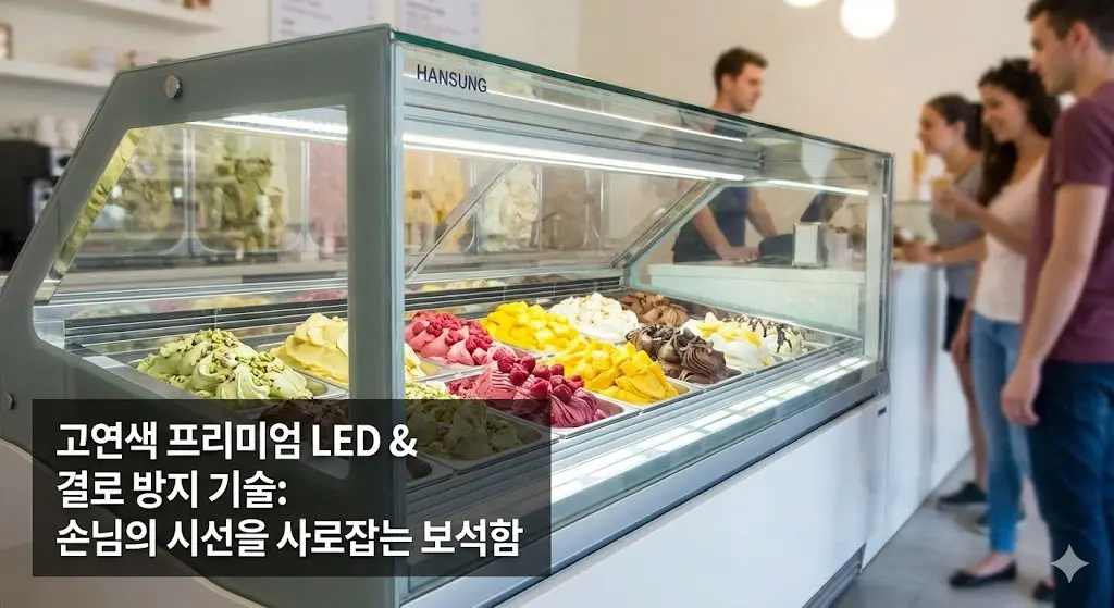 고연색 LED 조명과 결로 방지 기술로 젤라또를 돋보이게 하는 한성 쇼케이스