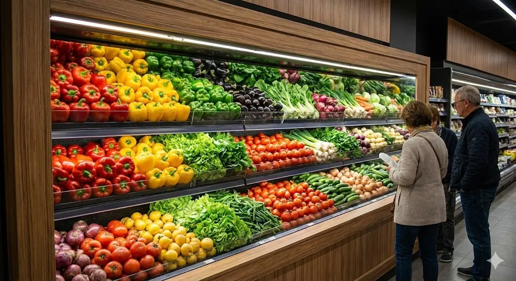 야채를 돋보이게 하는 고연색 LED와 맞춤 디자인: 구매 욕구를 자극하는 시각적 완성도