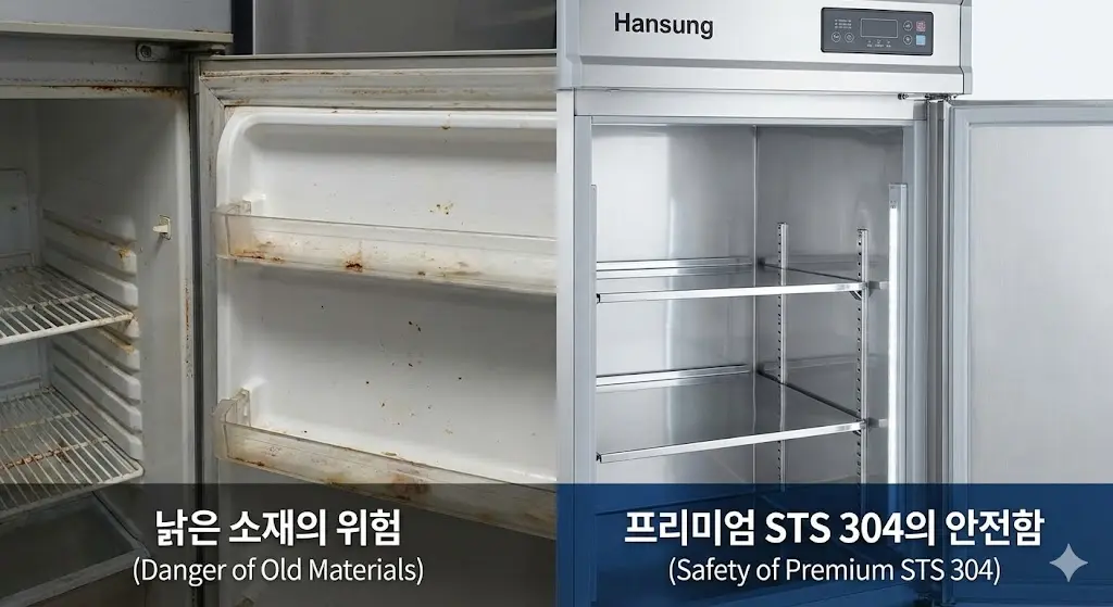위생과 내구성의 차이: 낡은 소재의 위험 vs 프리미엄 STS 304의 안전함