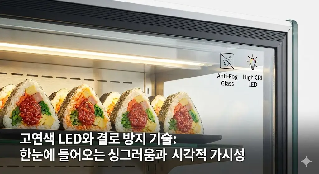 고연색 LED와 결로 방지 기술이 적용된 깨끗한 진열대