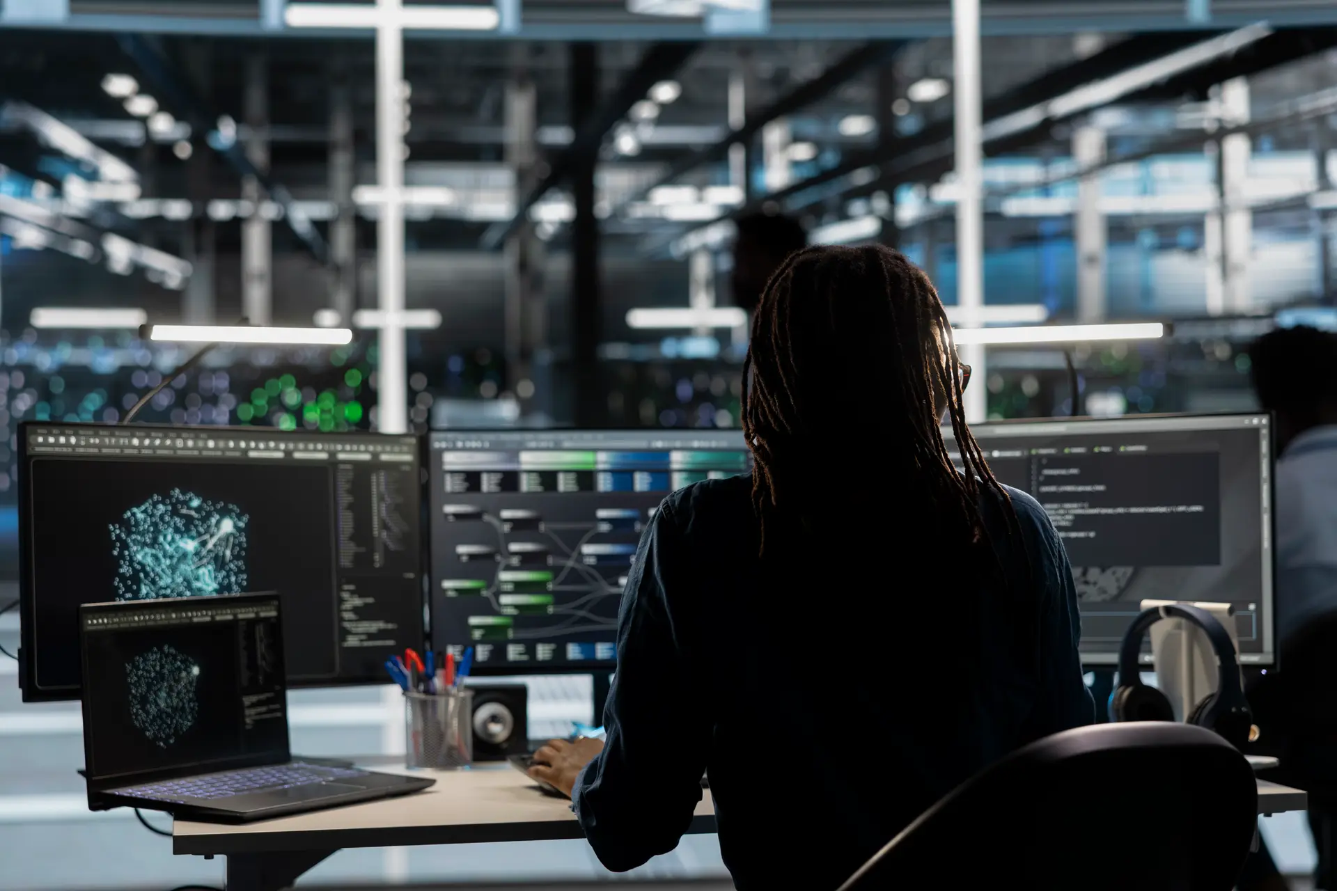 IT_security_professional_monitoring_and_checking_an_information_protection_system