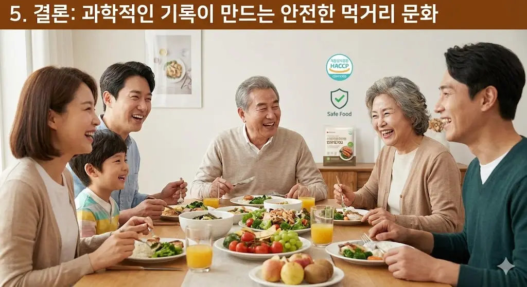 안전한 먹거리로 행복한 식사를 하는 가족의 모습