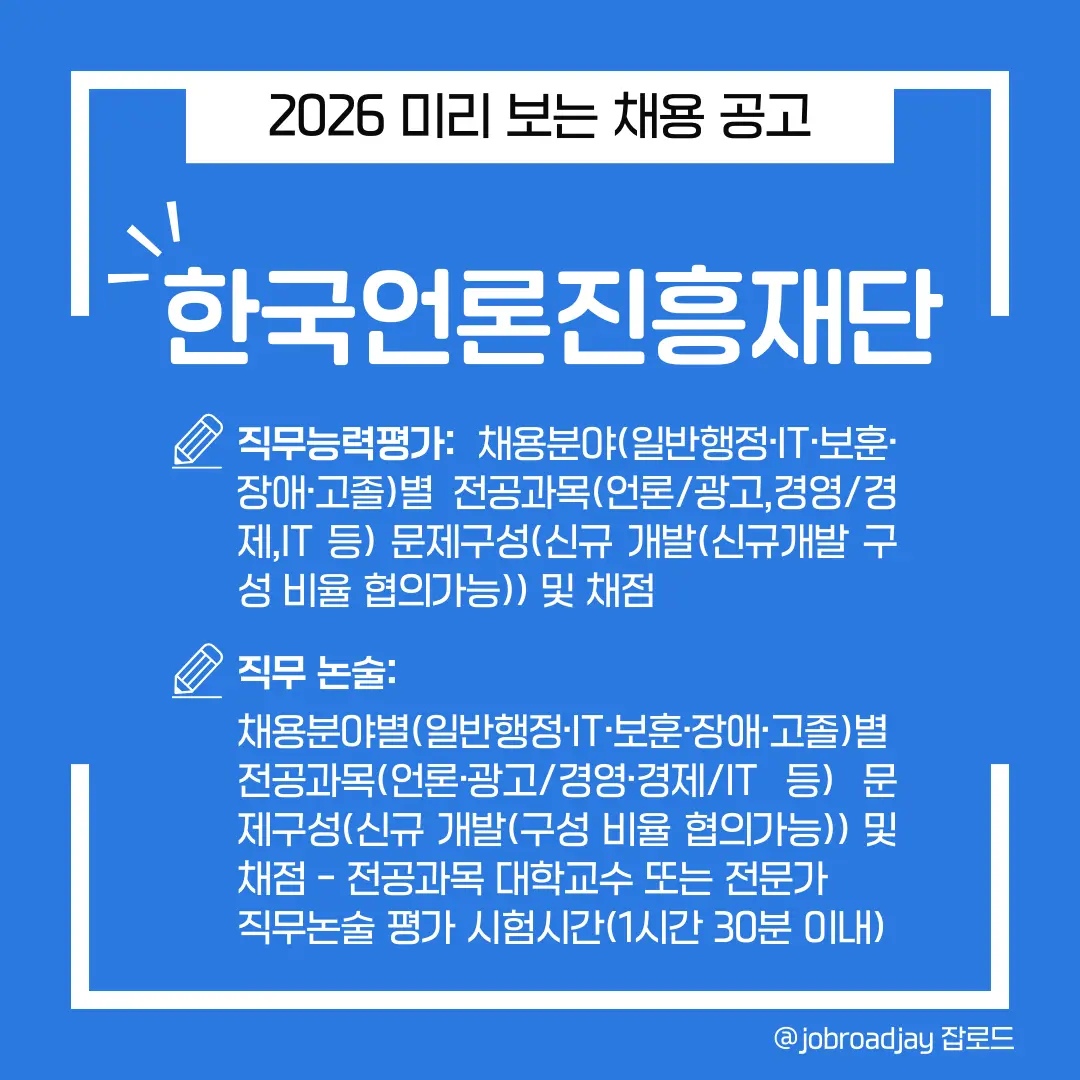2026년 한국언론진흥재단 서류 및 논술