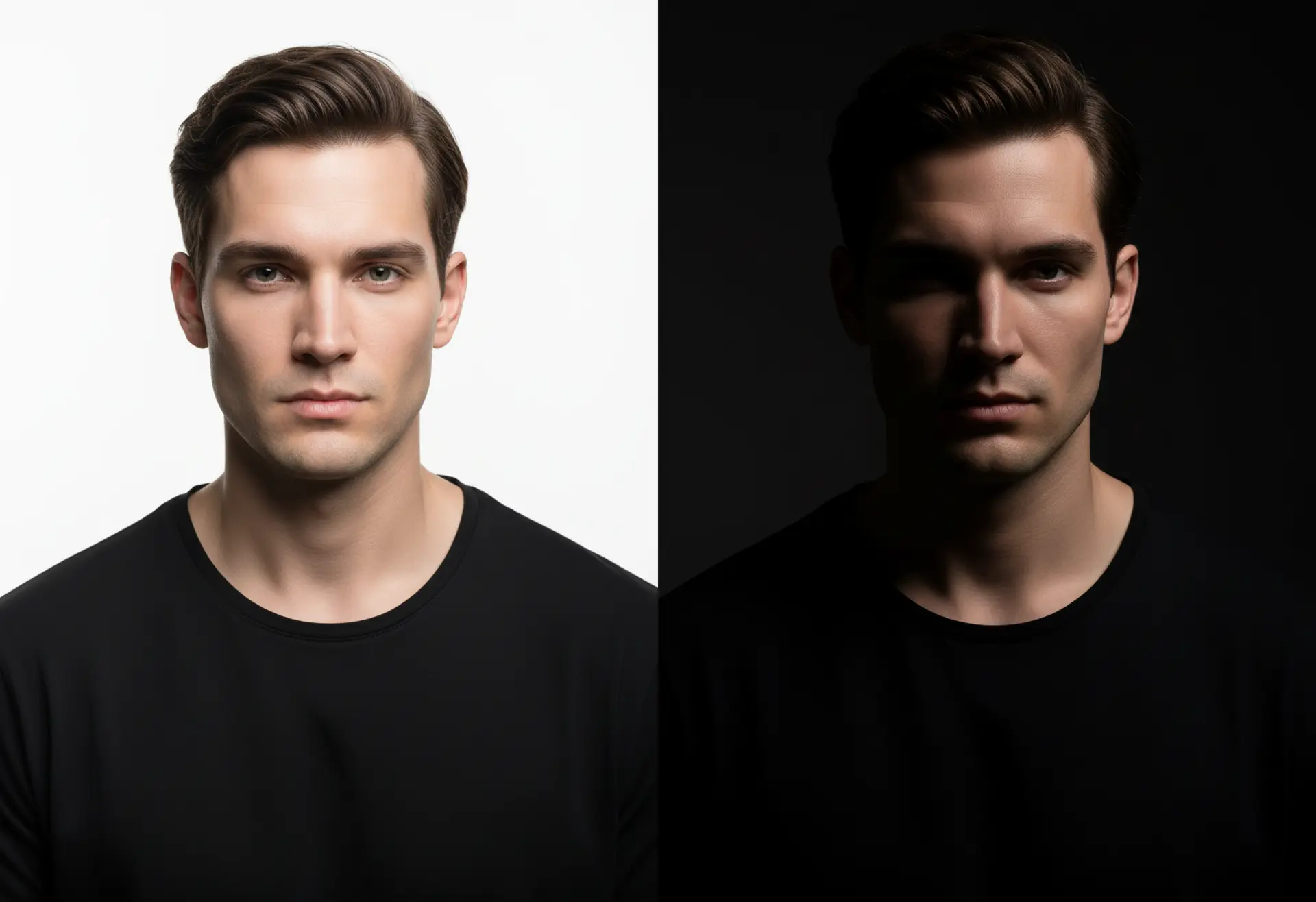 하이키(High-key)와 로우키(Low-key) 영화 조명 기법 비교 예시