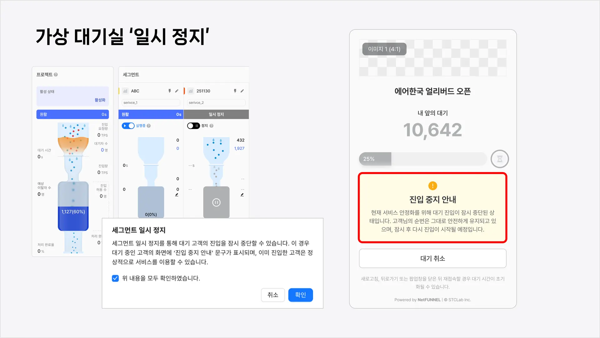 세그먼트 일시 정지 기능은, 사용자의 진입을 잠시 멈추게 하여, 고객사 운영에 편의를 제공합니다.