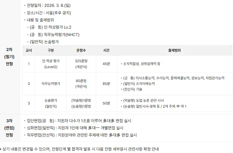 2026 농협경제지주 채용 필기 및 면접전형
