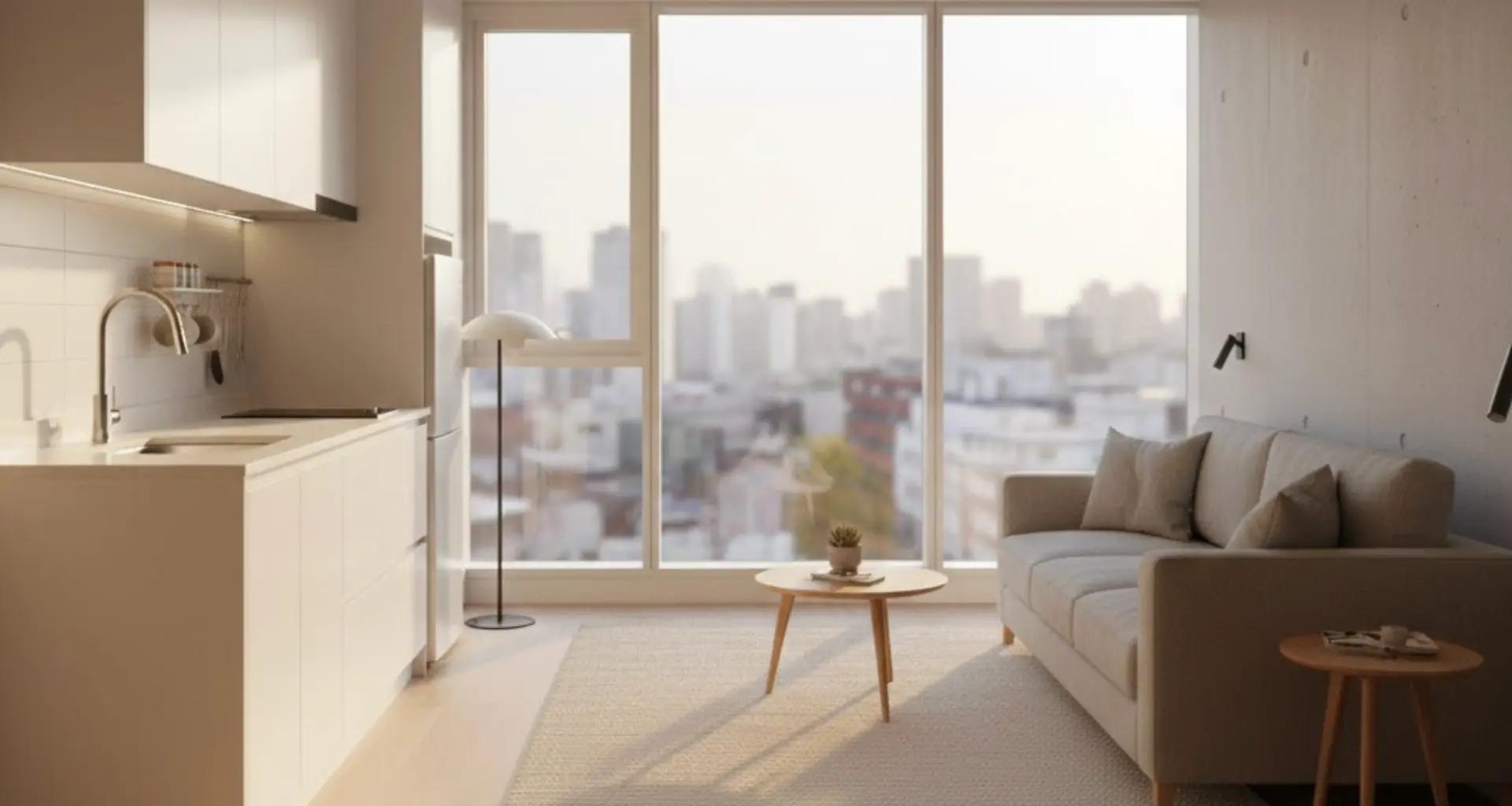 Fully furnished modern studio room in South Korea.