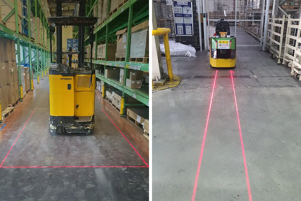 지게차 충돌주의 솔루션 MXLR 지게차 안전 레이저 라이트