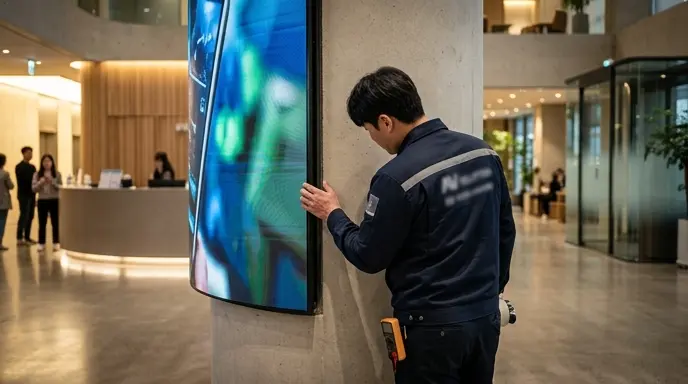 플렉시블LED전광판 평탄도 잡는 휘어지는LED 시공법