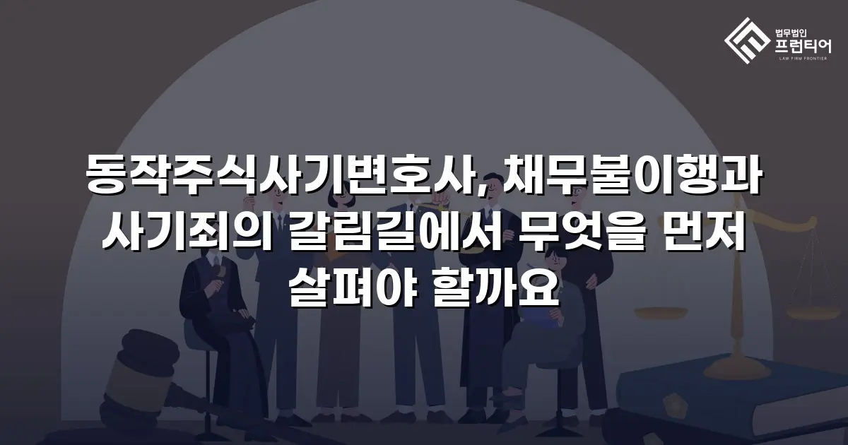 동작주식사기변호사, 채무불이행과 사기죄의 갈림길에서 무엇을 먼저 살펴야 할까요