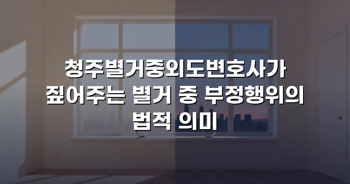 청주별거중외도변호사가 짚어주는 별거 중 부정행위의 법적 의미