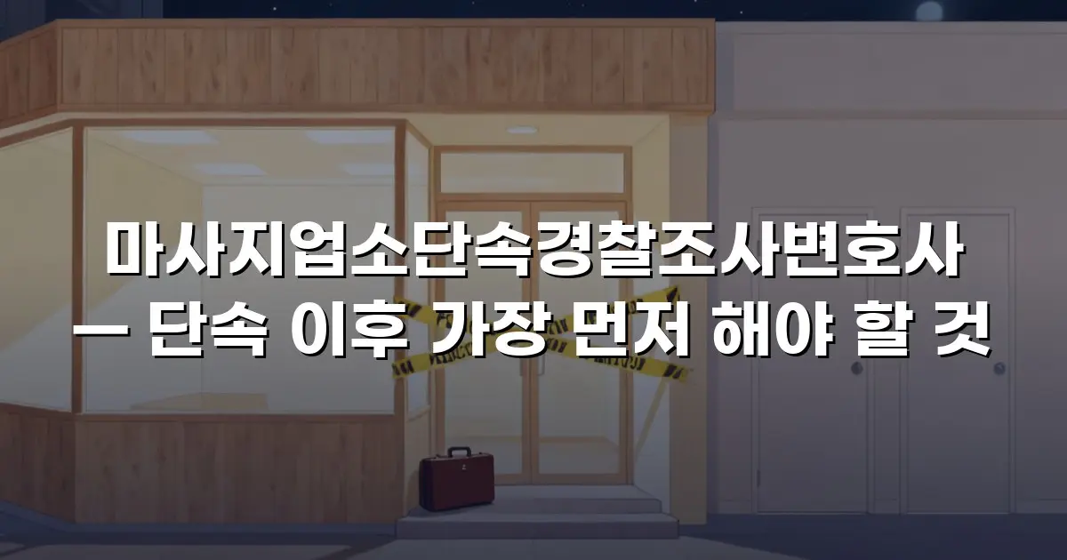 마사지업소단속경찰조사변호사 — 단속 이후 가장 먼저 해야 할 것