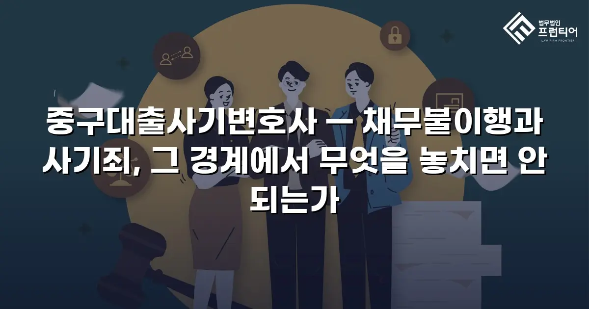 중구대출사기변호사 — 채무불이행과 사기죄, 그 경계에서 무엇을 놓치면 안 되는가
