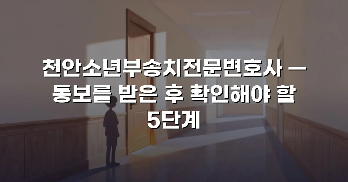 천안소년부송치전문변호사 — 통보를 받은 후 확인해야 할 5단계