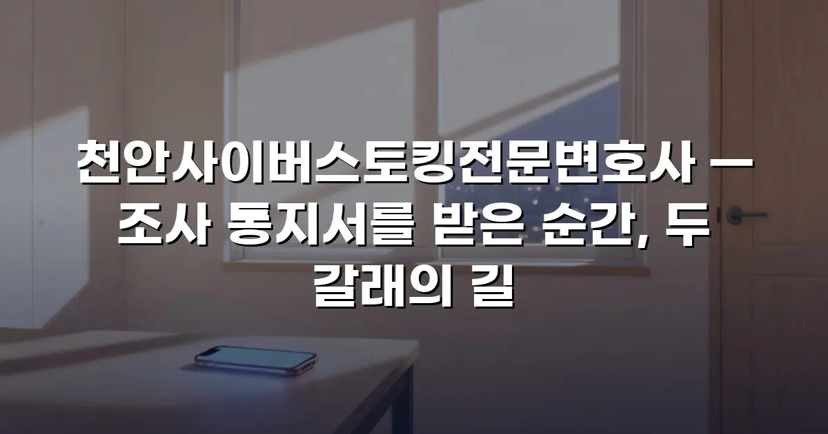 천안사이버스토킹전문변호사 — 조사 통지서를 받은 순간, 두 갈래의 길