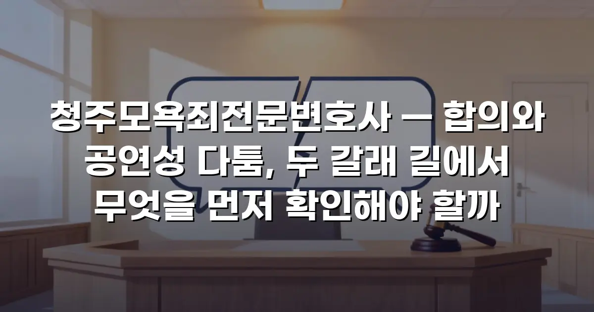 청주모욕죄전문변호사 — 합의와 공연성 다툼, 두 갈래 길에서 무엇을 먼저 확인해야 할까