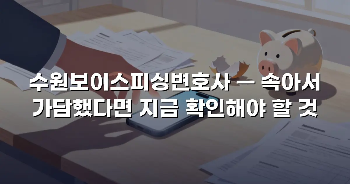 수원보이스피싱변호사 — 속아서 가담했다면 지금 확인해야 할 것