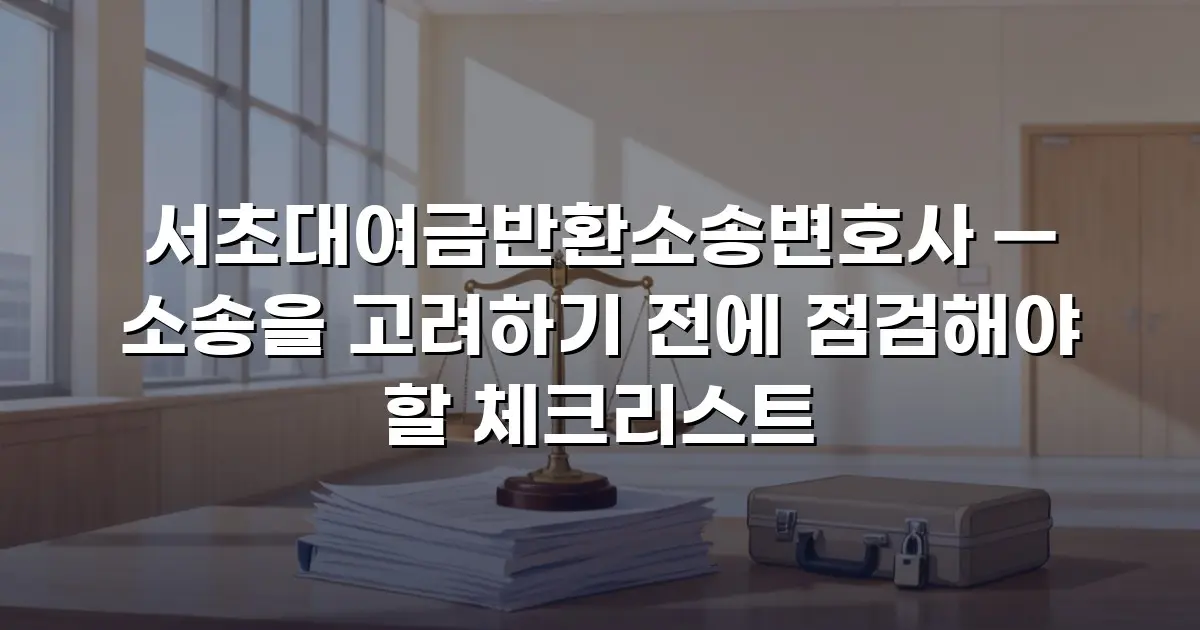서초대여금반환소송변호사 — 소송을 고려하기 전에 점검해야 할 체크리스트
