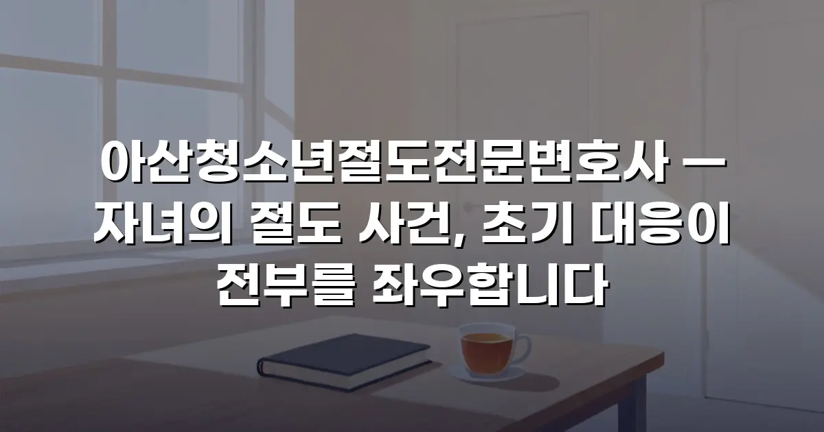 아산청소년절도전문변호사 — 자녀의 절도 사건, 초기 대응이 전부를 좌우합니다