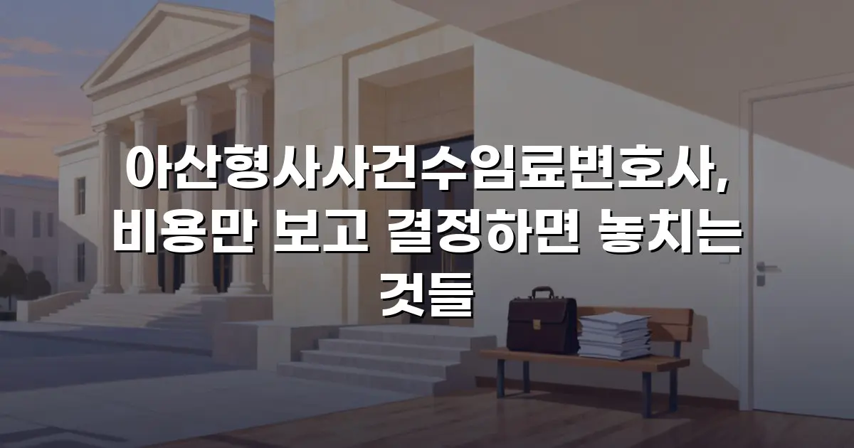 아산형사사건수임료변호사, 비용만 보고 결정하면 놓치는 것들