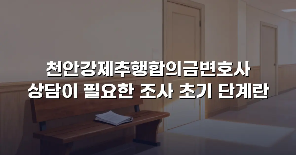 천안강제추행합의금변호사 상담이 필요한 조사 초기 단계란