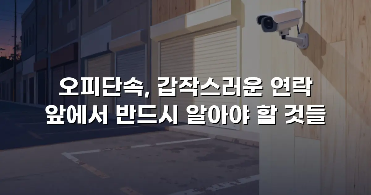 오피단속, 갑작스러운 연락 앞에서 반드시 알아야 할 것들