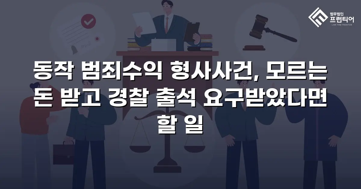 동작 범죄수익 형사사건, 모르는 돈 받고 경찰 출석 요구받았다면 할 일