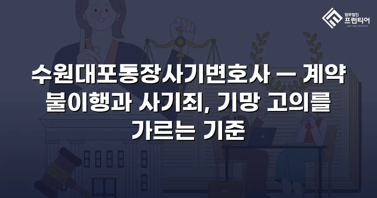 수원대포통장사기변호사 — 계약 불이행과 사기죄, 기망 고의를 가르는 기준