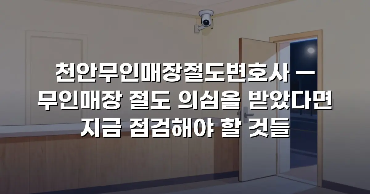 천안무인매장절도변호사 — 무인매장 절도 의심을 받았다면 지금 점검해야 할 것들