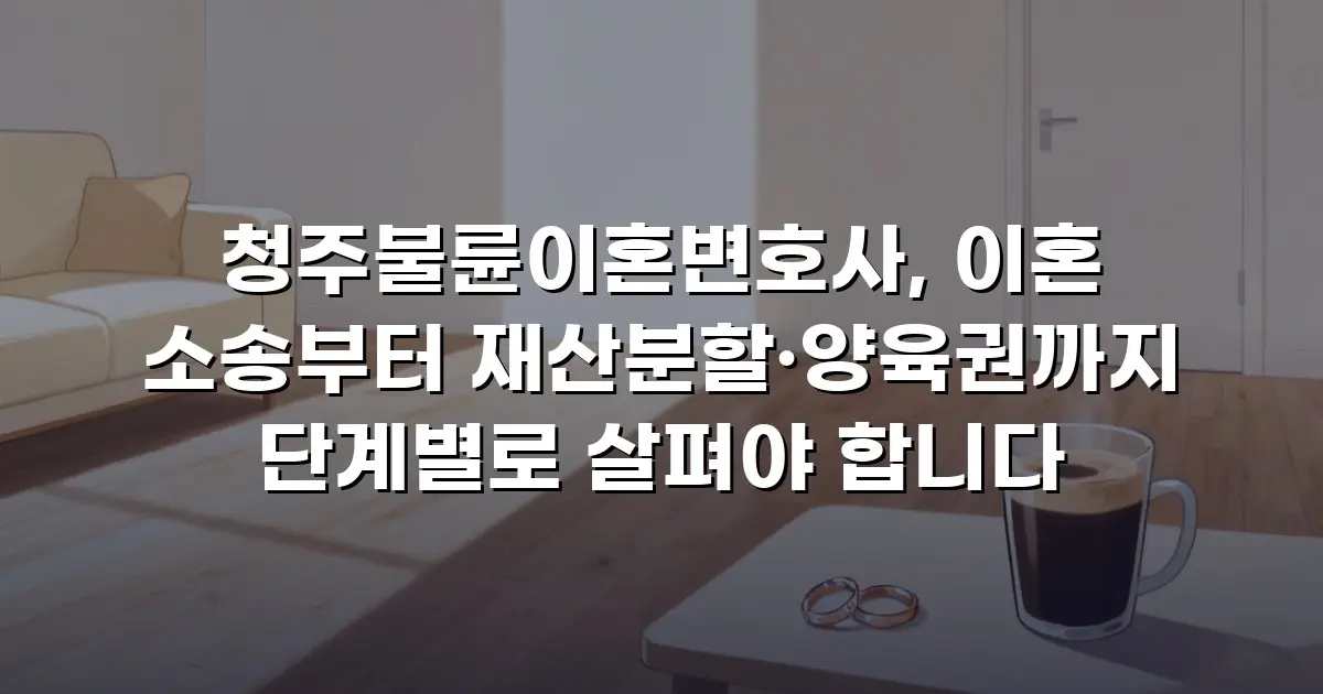 청주불륜이혼변호사, 이혼 소송부터 재산분할·양육권까지 단계별로 살펴야 합니다