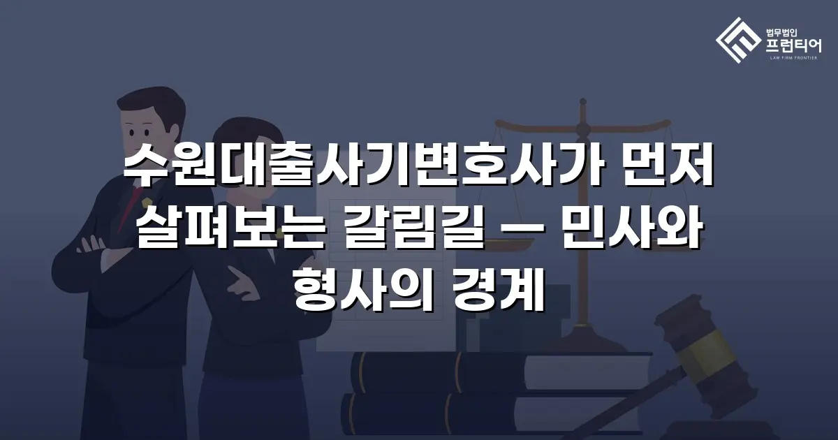 수원대출사기변호사가 먼저 살펴보는 갈림길 — 민사와 형사의 경계