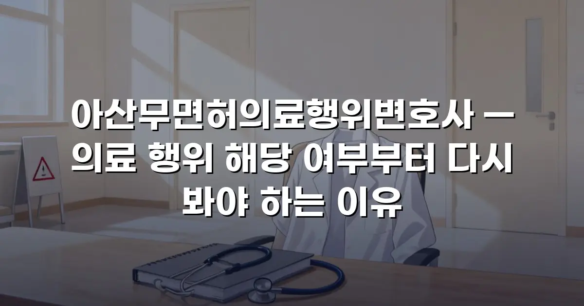 아산무면허의료행위변호사 — 의료 행위 해당 여부부터 다시 봐야 하는 이유