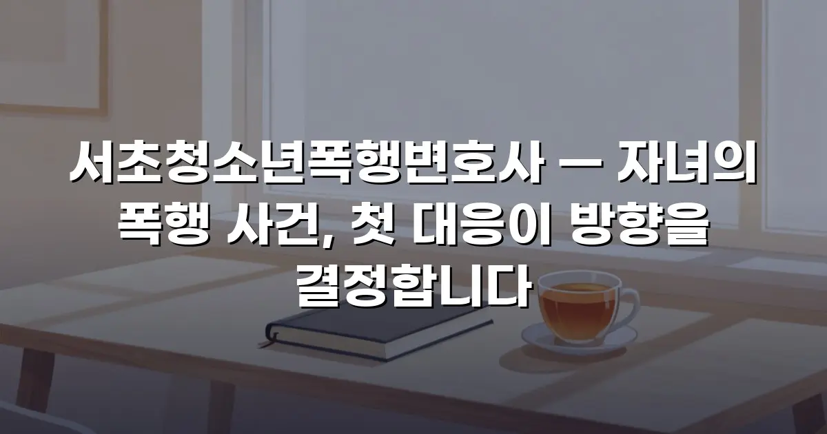 서초청소년폭행변호사 — 자녀의 폭행 사건, 첫 대응이 방향을 결정합니다