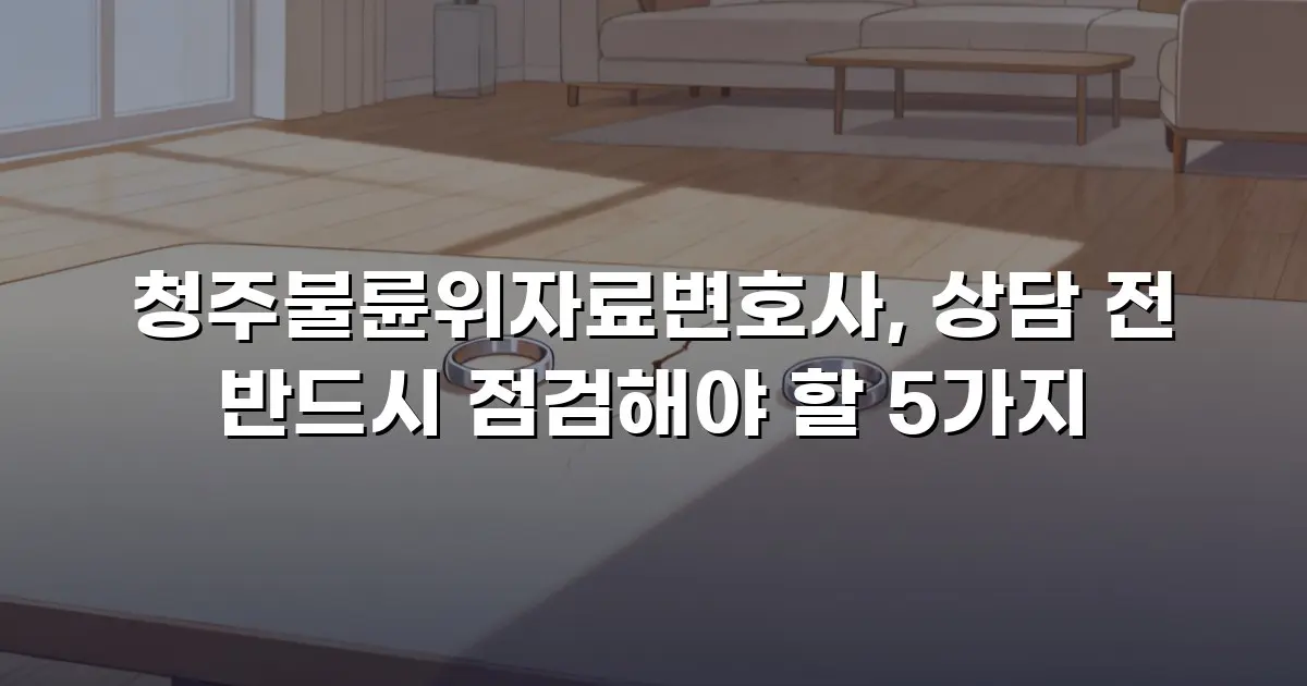 청주불륜위자료변호사, 상담 전 반드시 점검해야 할 5가지