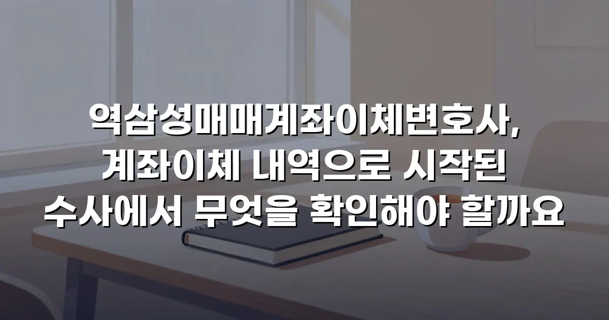 역삼성매매계좌이체변호사, 계좌이체 내역으로 시작된 수사에서 무엇을 확인해야 할까요